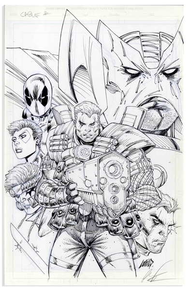 Original Cover Art for ''Cable'' by Creator Rob Liefeld Featuring X-Force -- 2018 Issue #158 Variant Edition Measures 11'' x 17''
